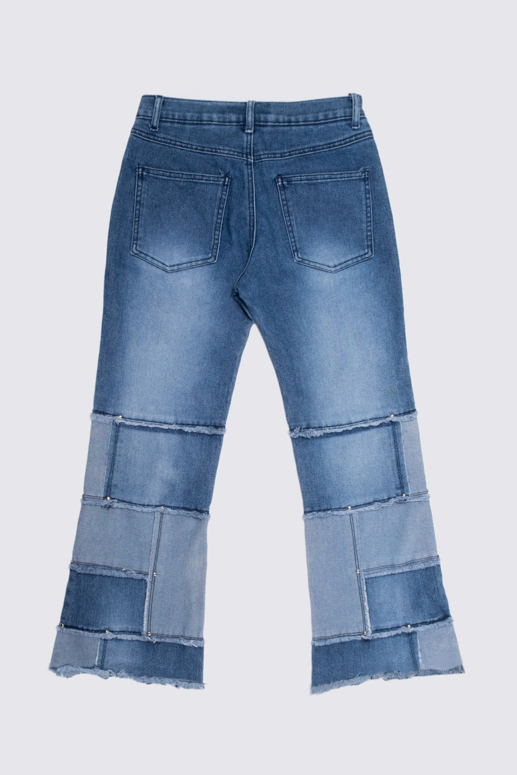 Lazer Studded Patchwork Capri Jeans