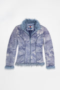Faux Suede Fur Trim Jacket