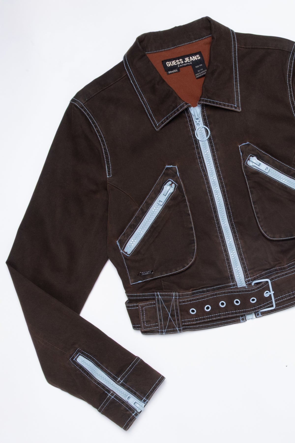 Guess Jeans Cropped Cotton Moto Jacket