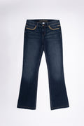 Cache Embroidered Metallic Midrise Flares