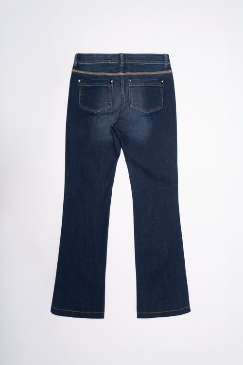 Cache Embroidered Metallic Midrise Flares