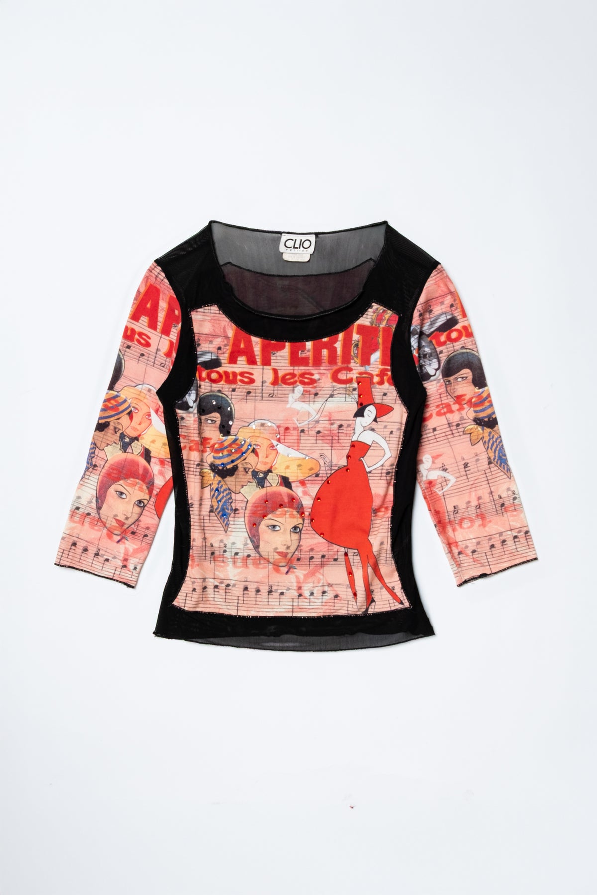Clio Mesh Collage Graphic Print Top