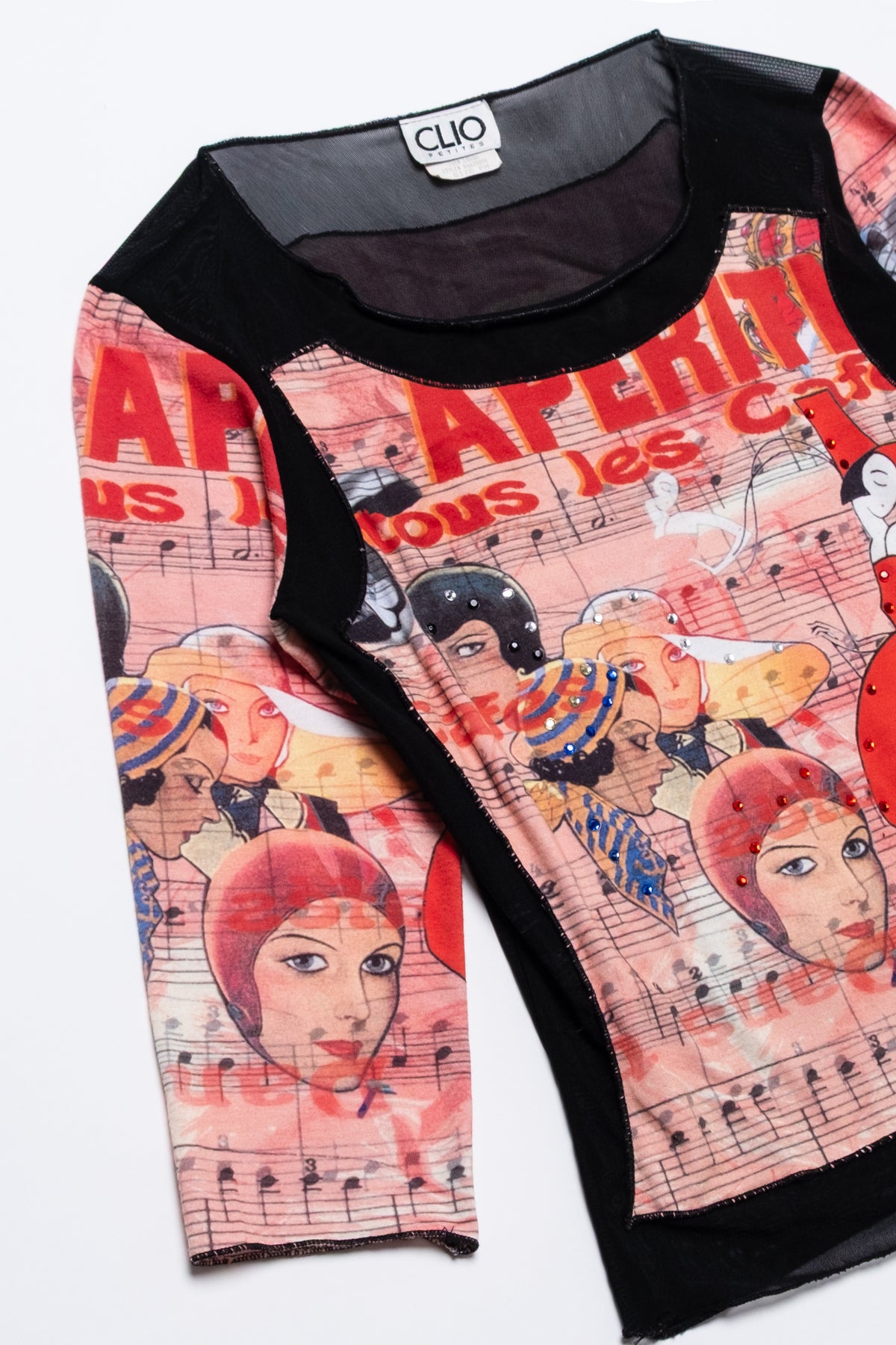 Clio Mesh Collage Graphic Print Top