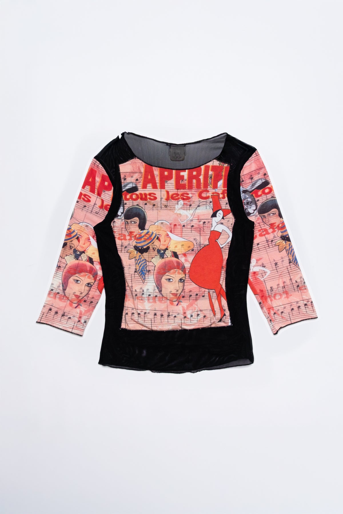 Clio Mesh Collage Graphic Print Top