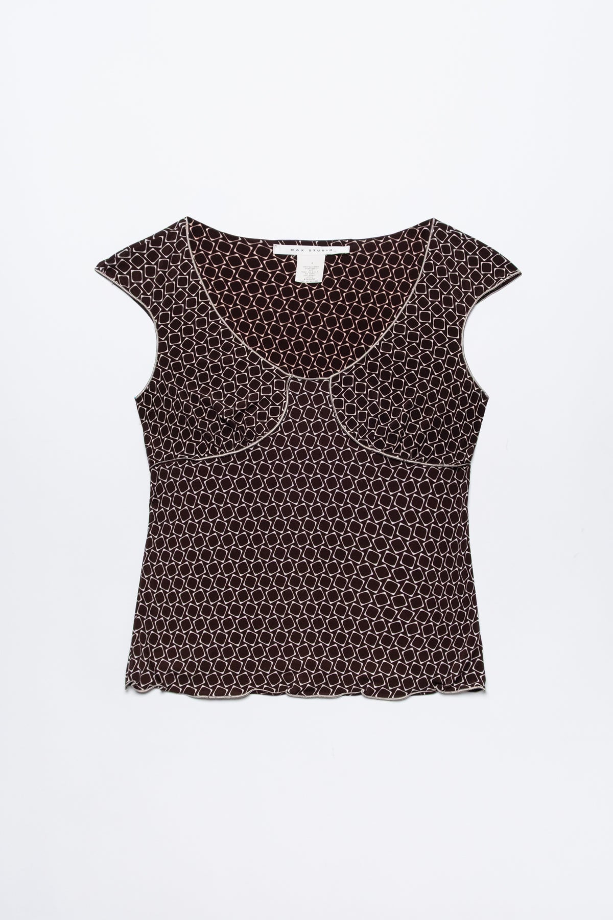 Geometic Print Cap Sleeve Top