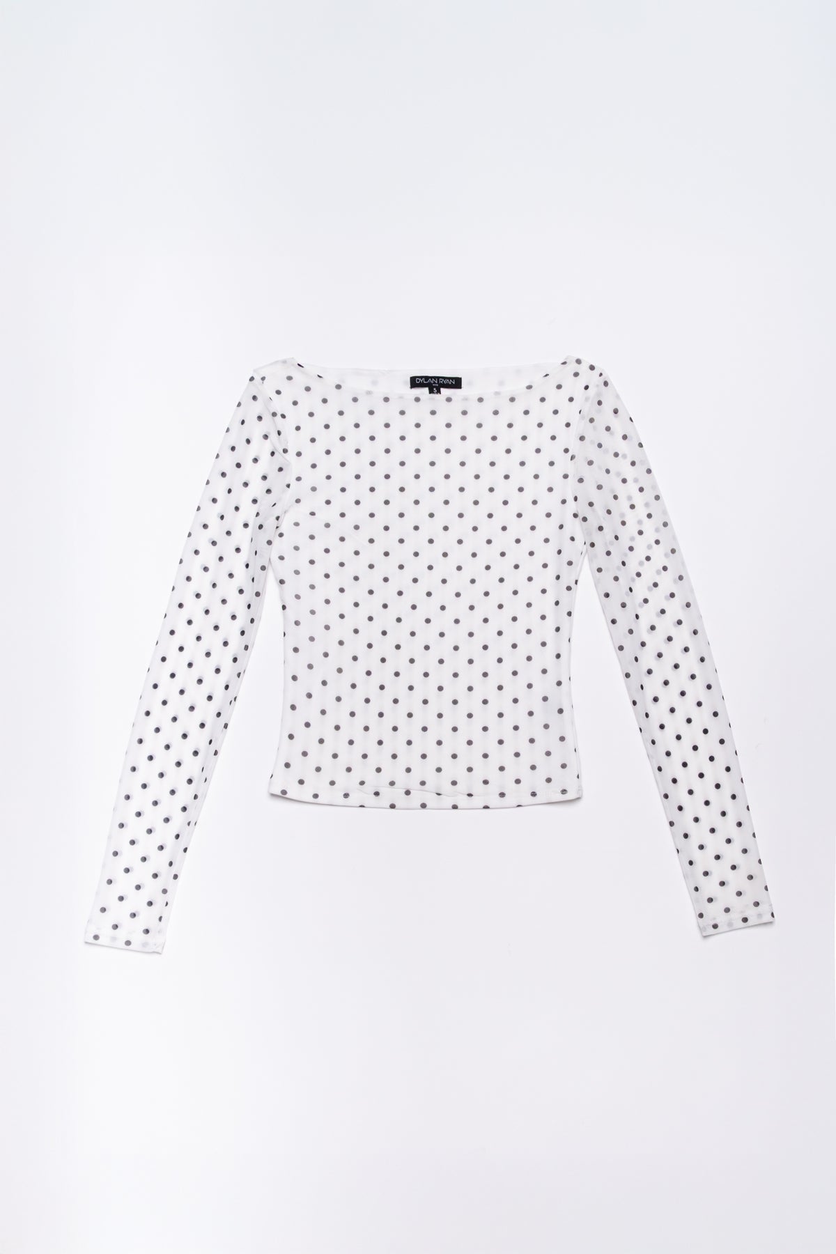 Polka Dot Long Sleeve Mesh Top
