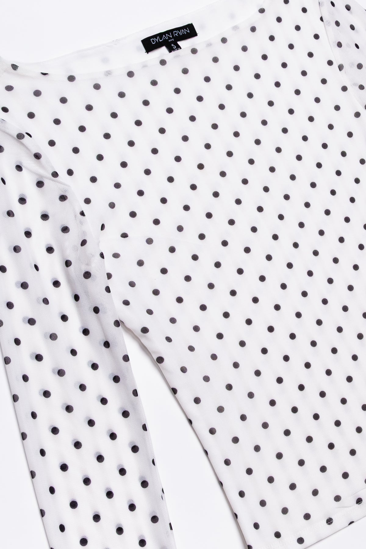 Polka Dot Long Sleeve Mesh Top