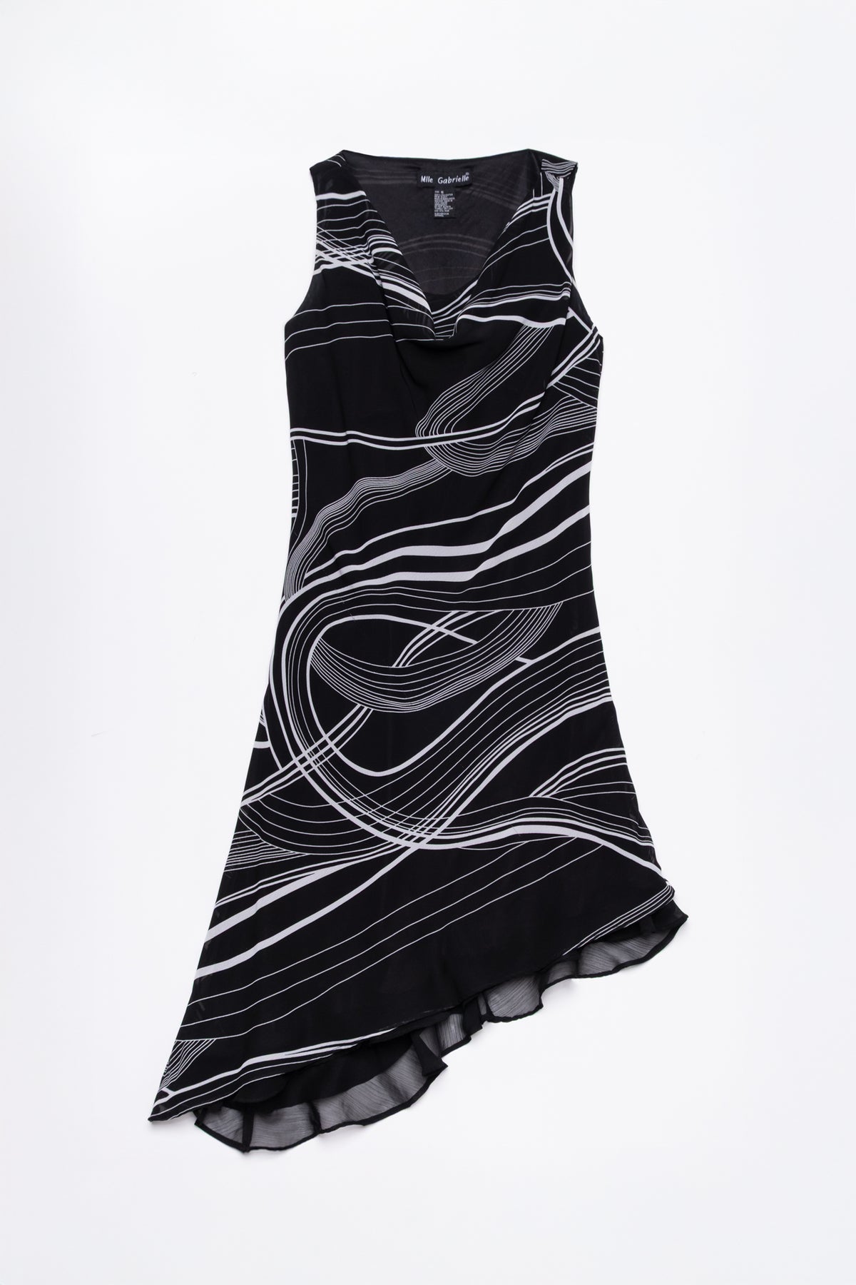 Abstract Print Asymmetrical Midi Dress