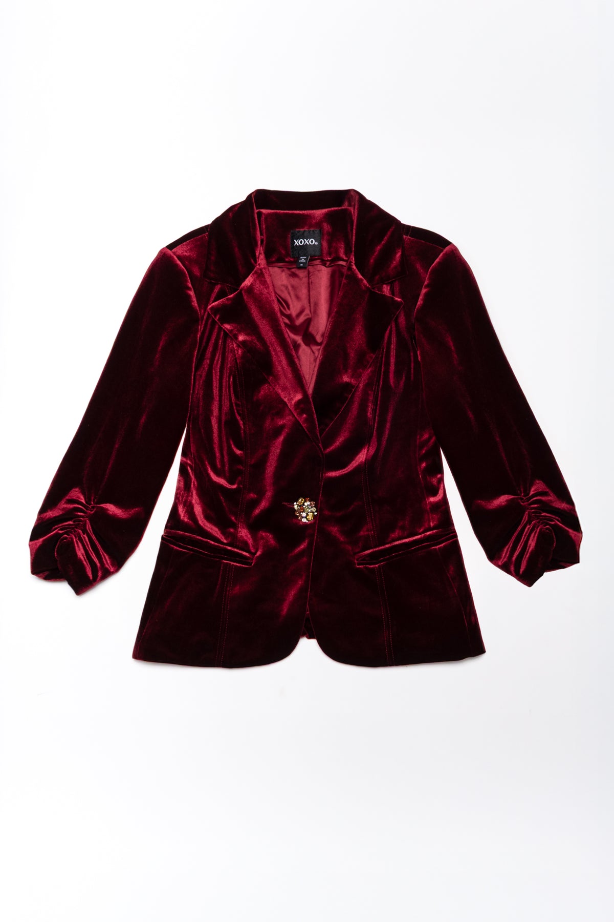 XOXO Stretchy Velvet Blazer