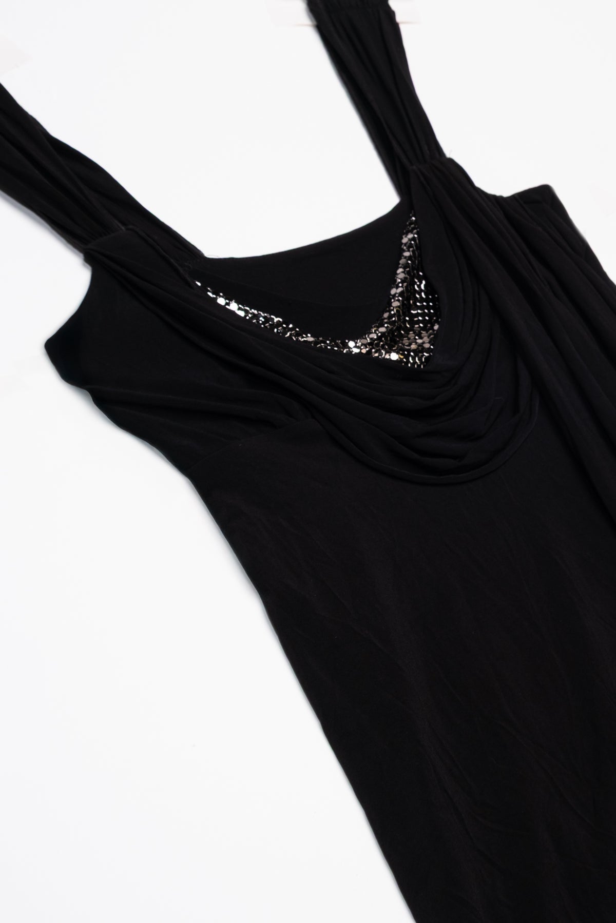 Bebe Chainmail Draped Cami Top