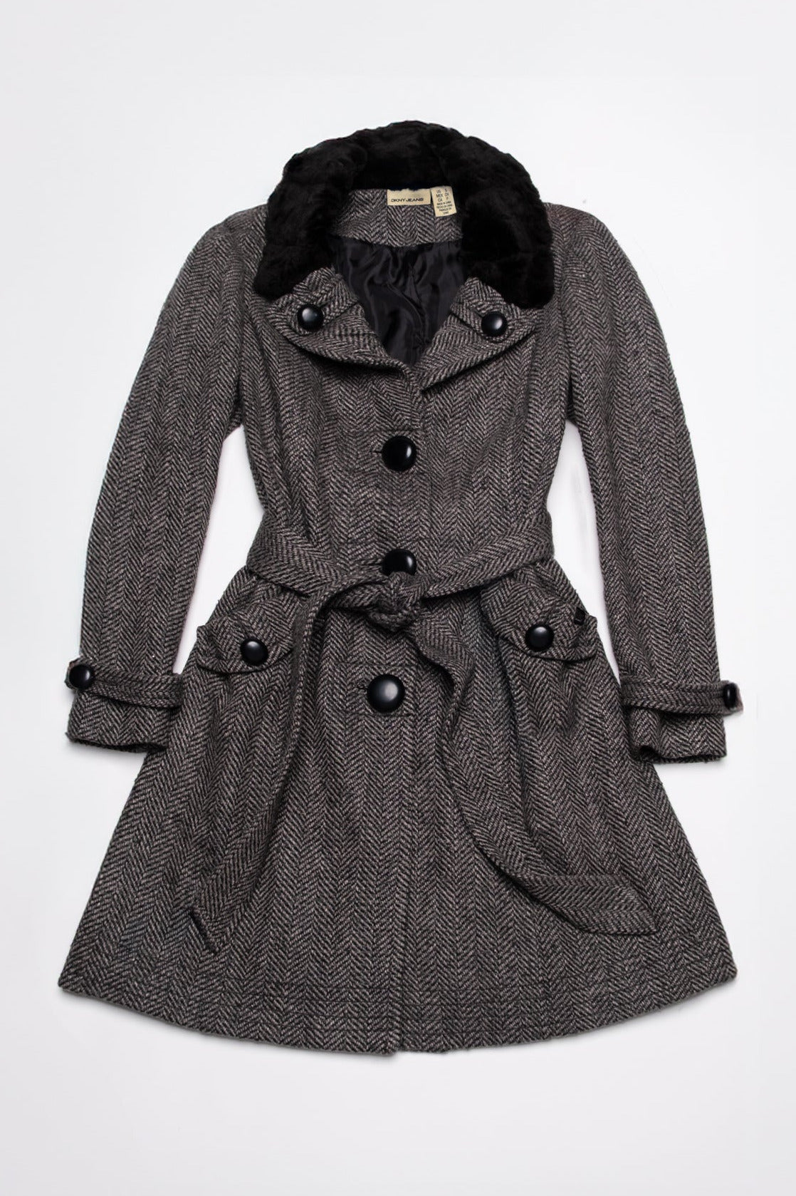 DKNY Jeans Herringbone Wool Coat
