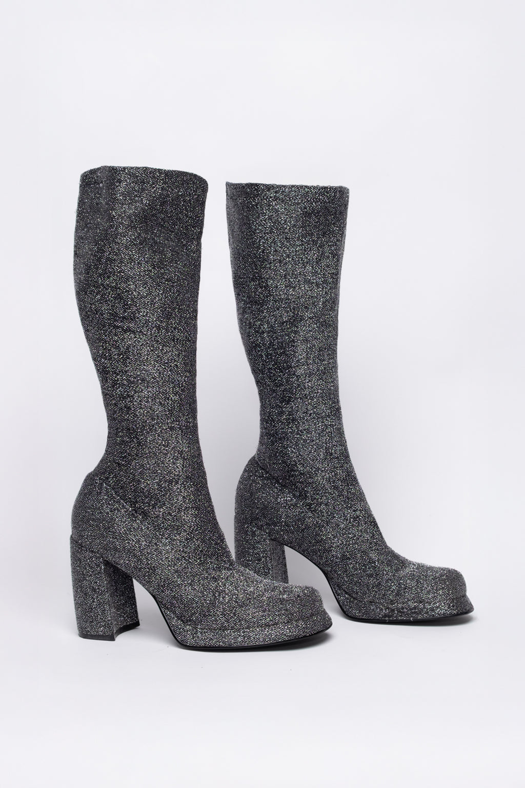 Rare 90s 9&co Shimmer Knit Platform Boots