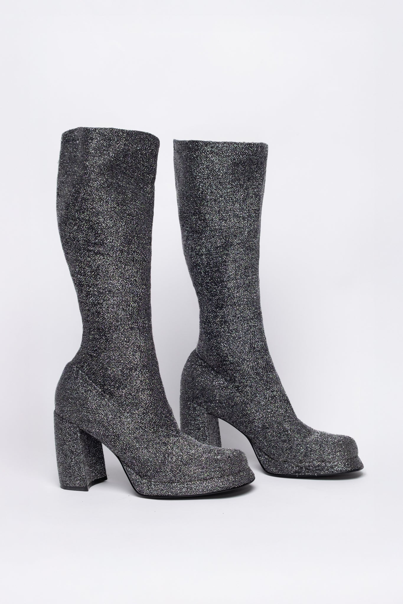 Rare 90s 9&co Shimmer Knit Platform Boots