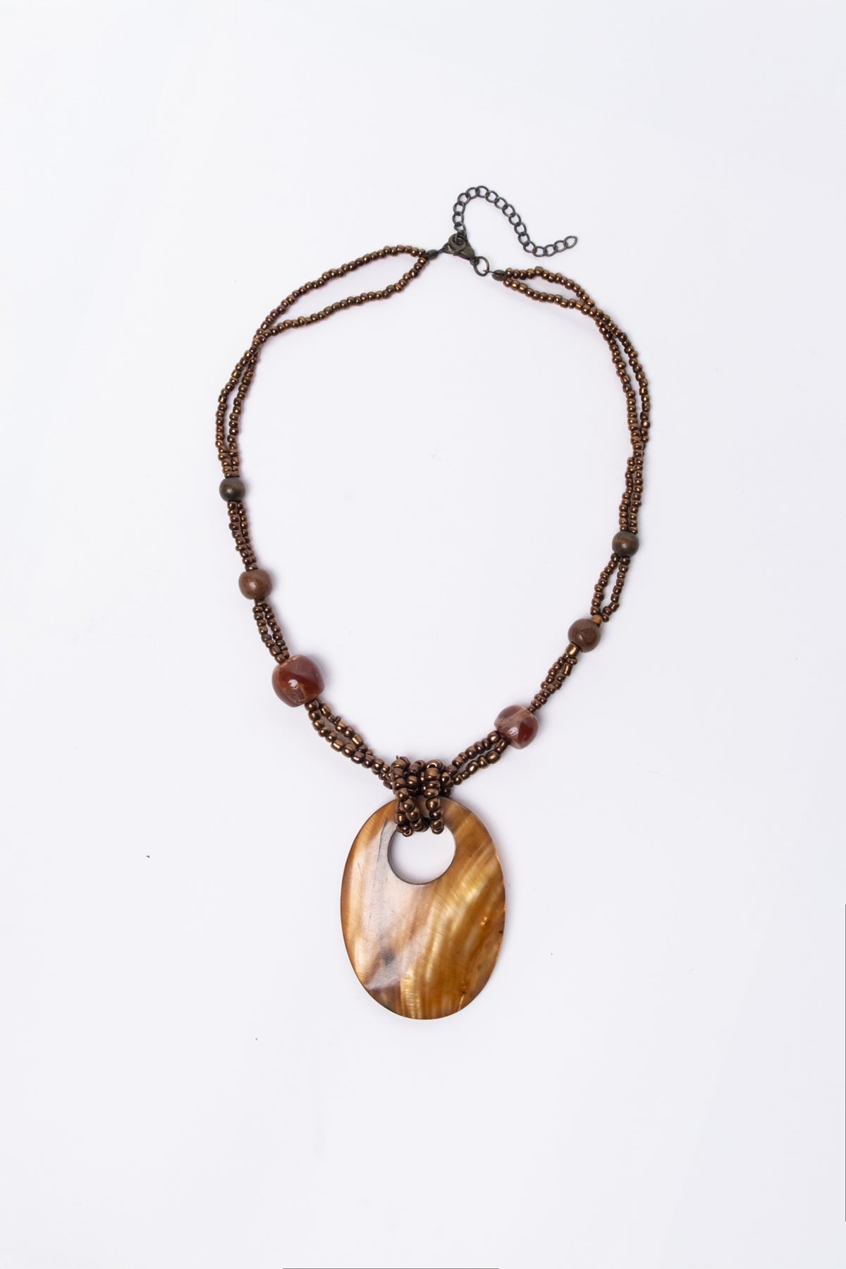 Boho Beaded Shell Pendant