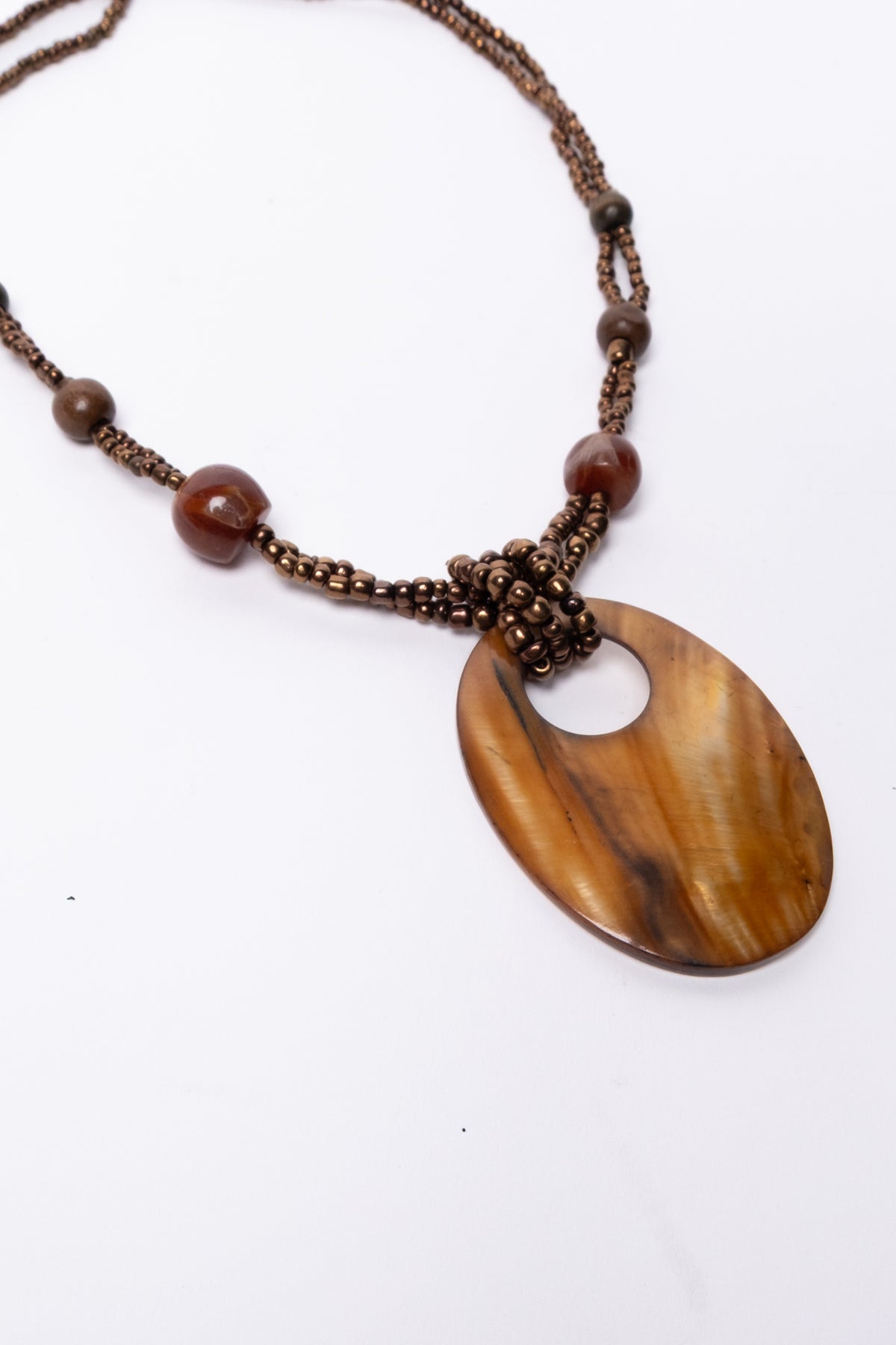 Boho Beaded Shell Pendant