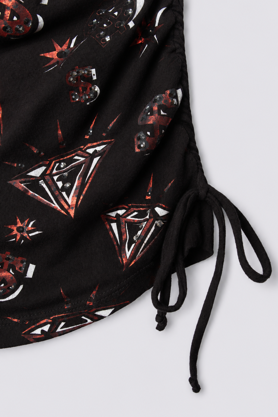 Y2K Bling Print Drawstring Tube Top