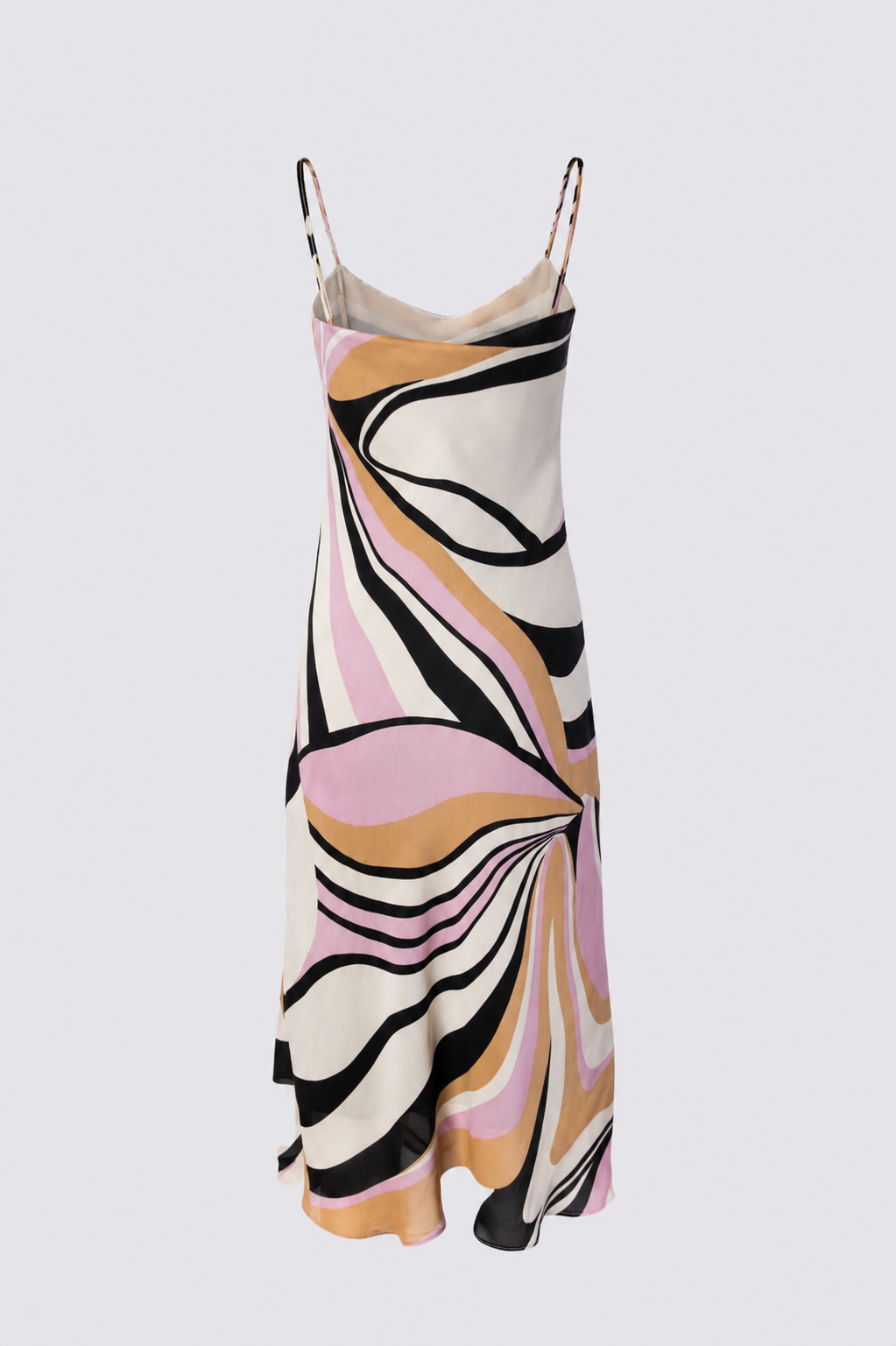 Y2K Swirl Print Midi Slip Dress