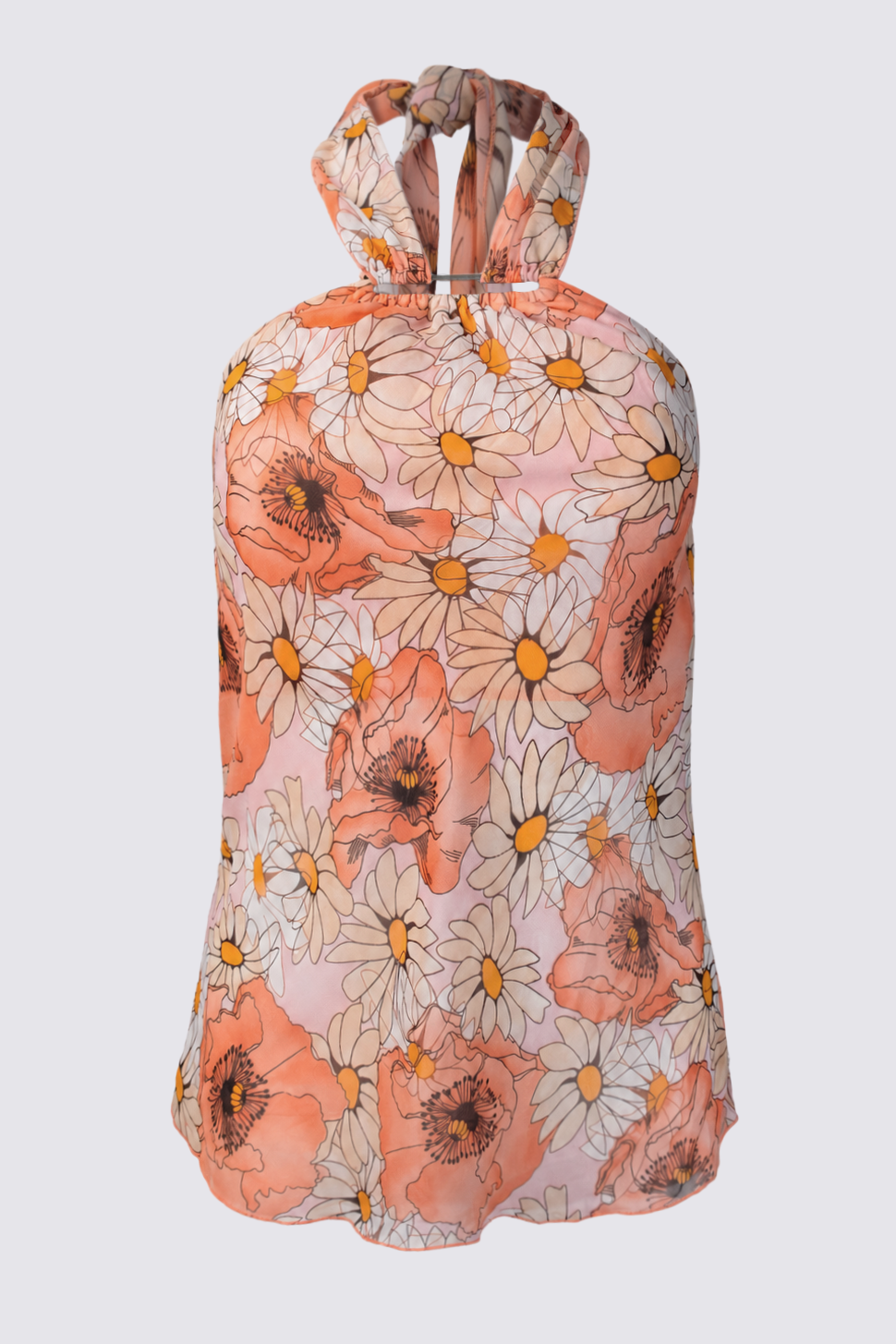 First Kiss Sheer Floral Print Halter Top