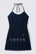 90s Status Denim Halter Mini Dress