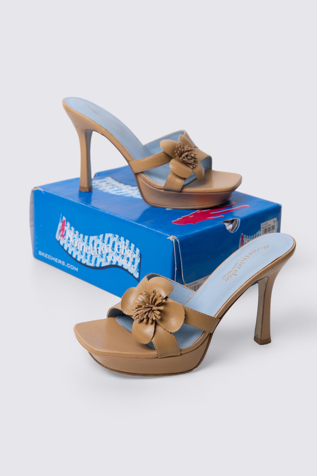 Y2K Something Else from Skechers Leather Flower Heels
