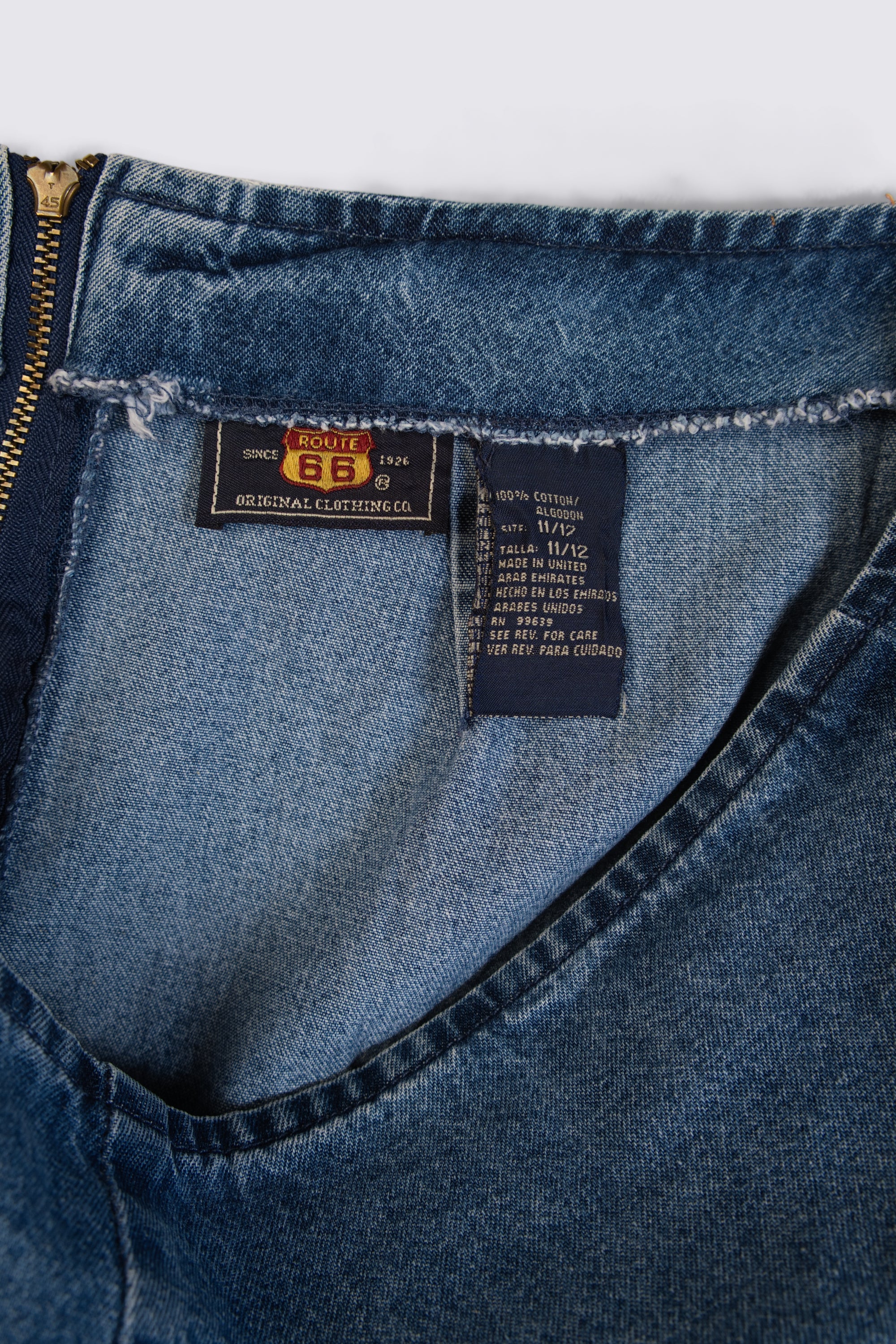 90s Route 66 Embroidered Denim Mini