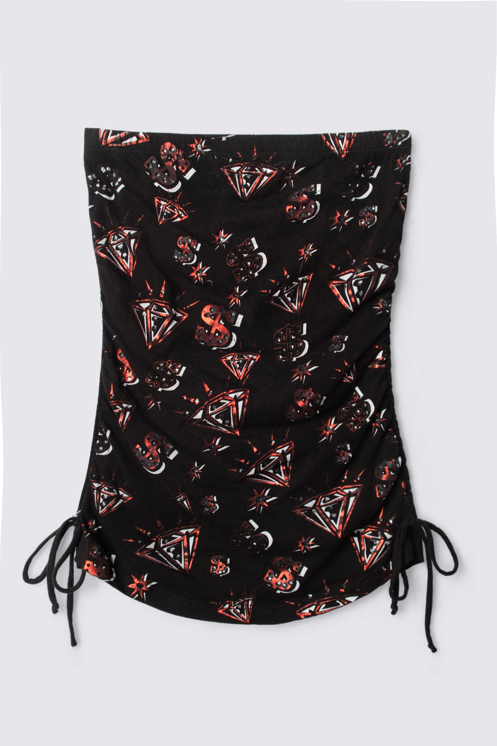 Y2K Bling Print Drawstring Tube Top