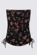 Y2K Bling Print Drawstring Tube Top