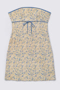 90s Strapless Cotton Tie Waist Dress