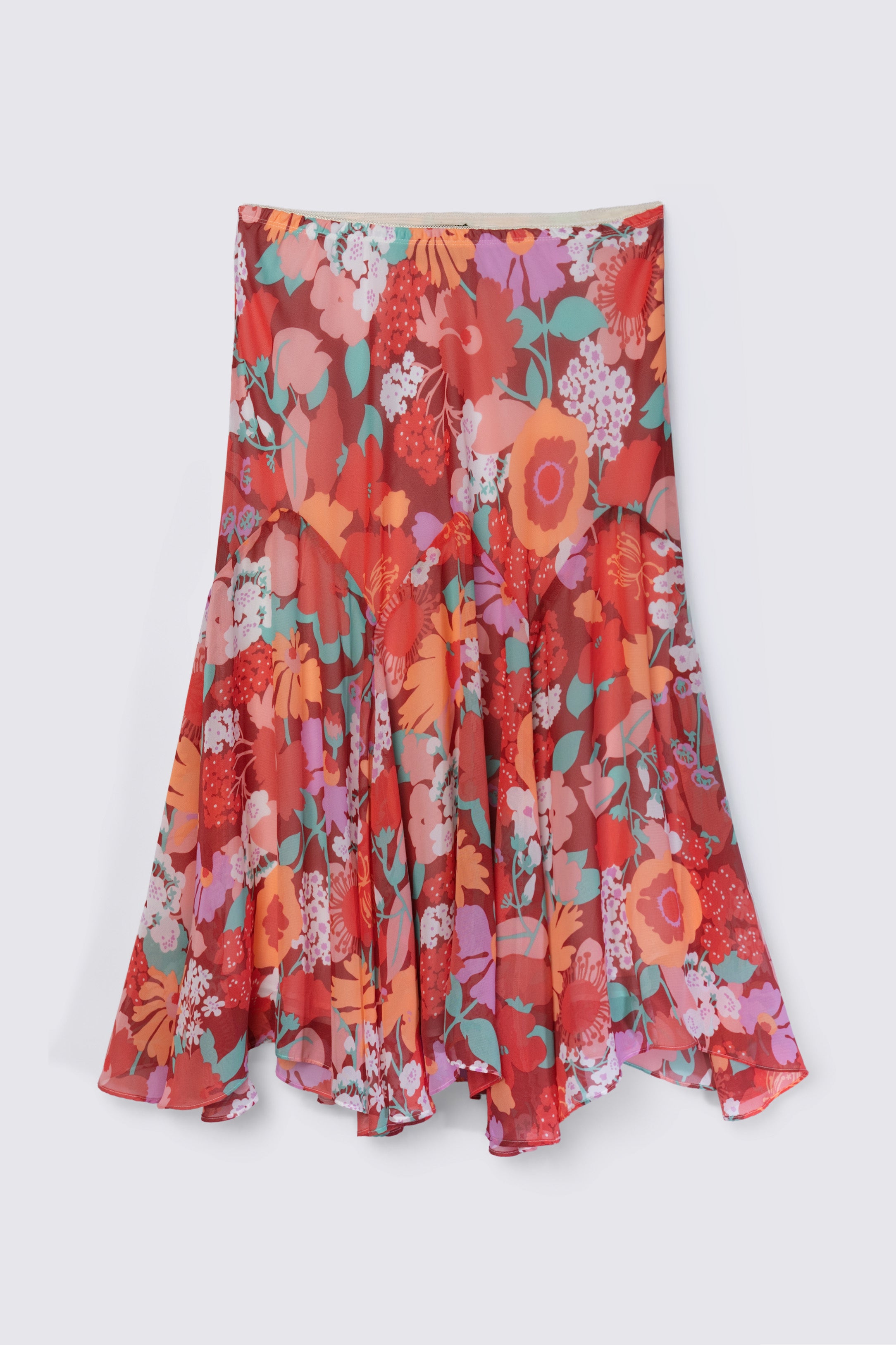 Y2K Bob Mackie Floral Print Slip Skirt