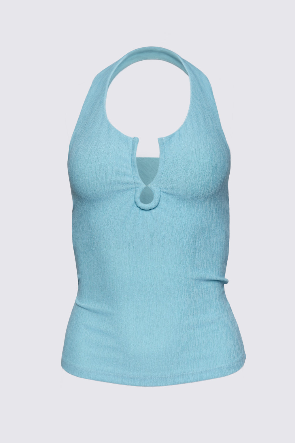 Y2K White Moon Cutout Halter Top