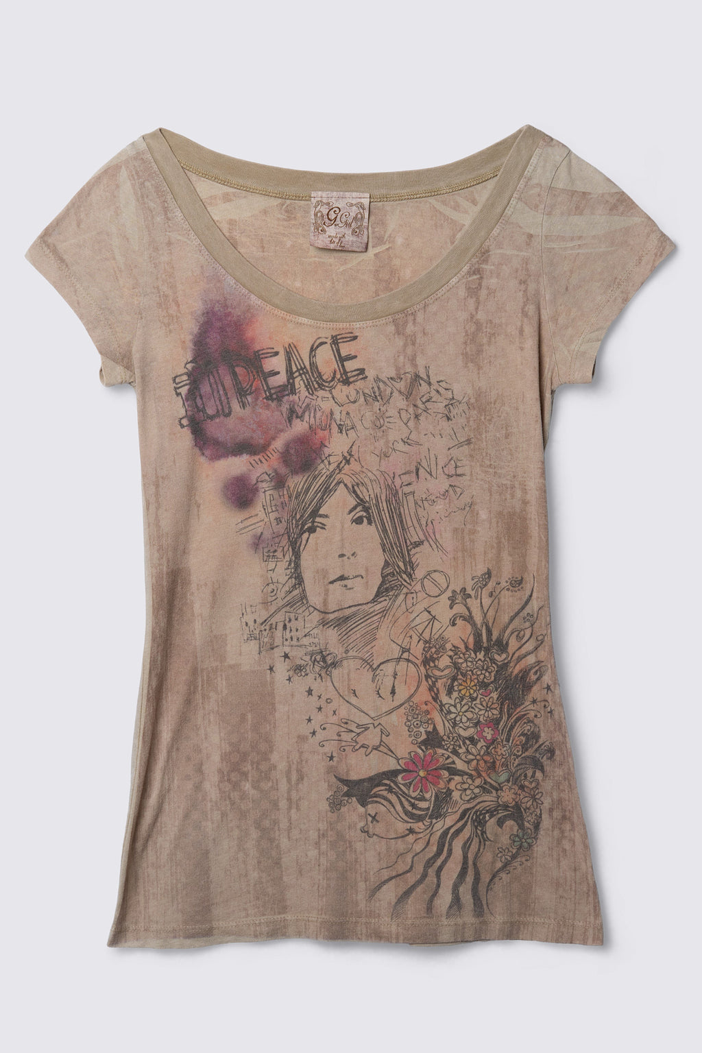 Y2K G Girl Sketchnbook Print Longline Tee