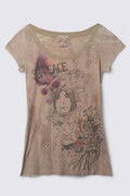 Y2K G Girl Sketchnbook Print Longline Tee