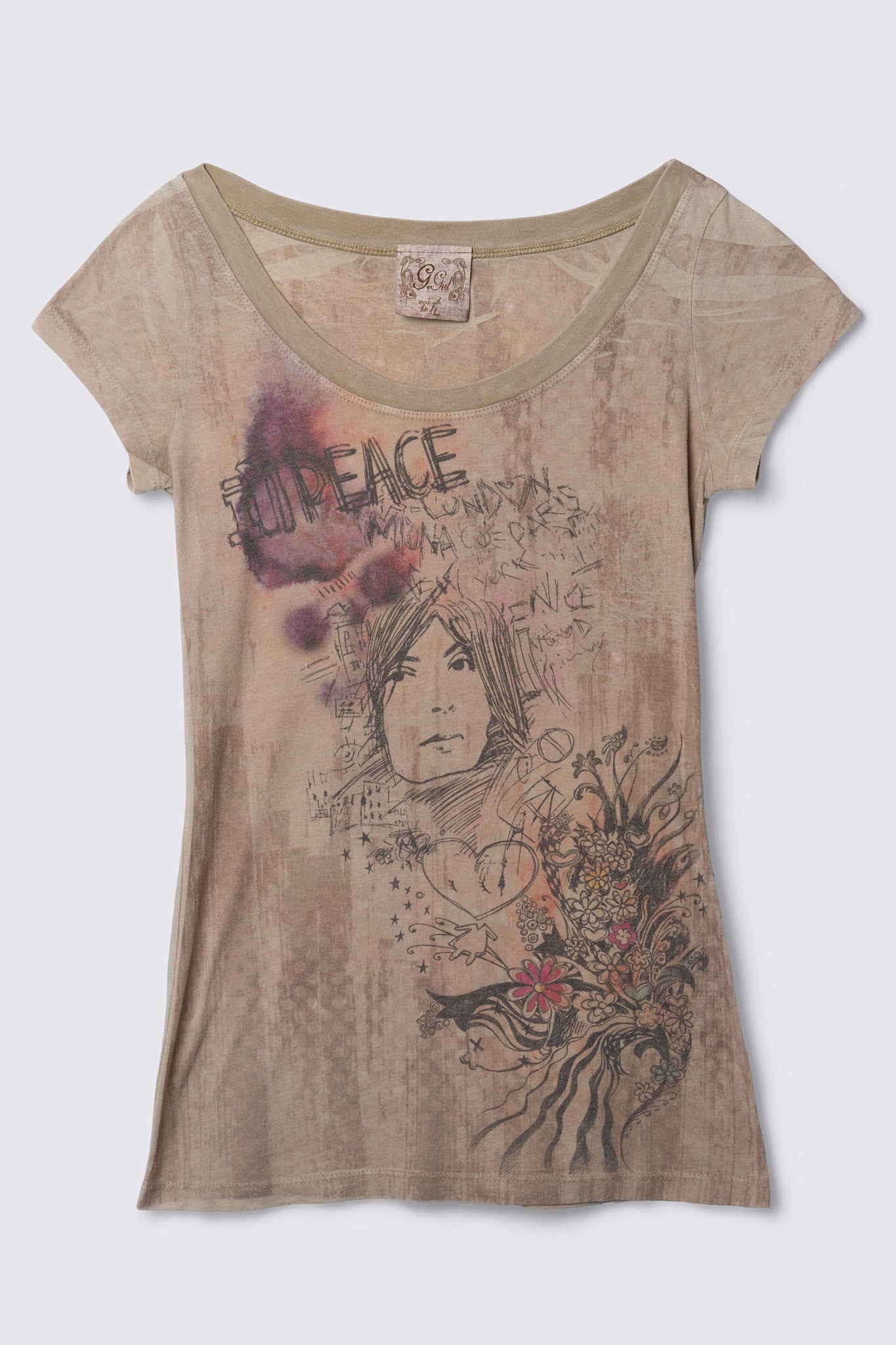 Y2K G Girl Sketchnbook Print Longline Tee