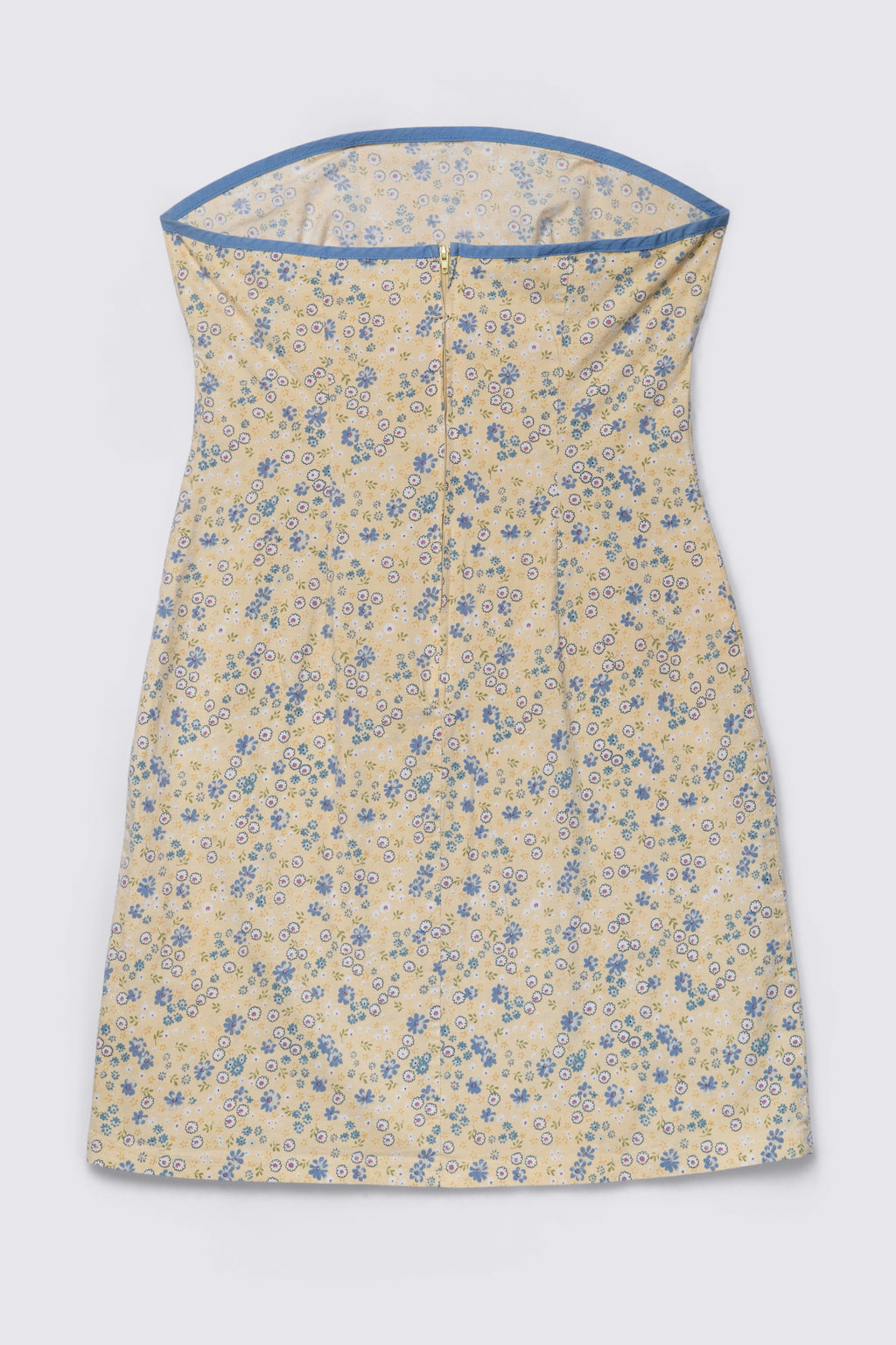 90s Strapless Cotton Tie Waist Dress