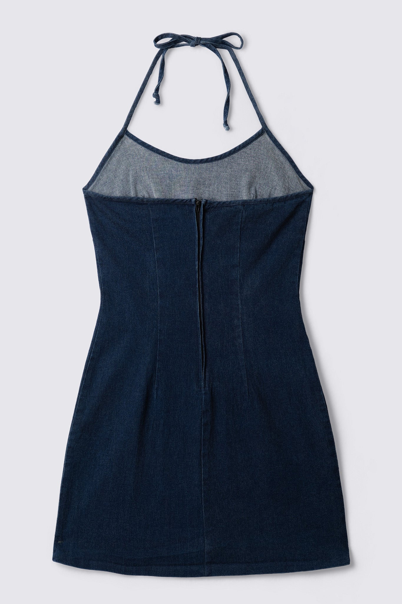 90s Status Denim Halter Mini Dress