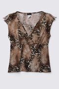 Y2K Toomi Leopard Print Babydoll Top