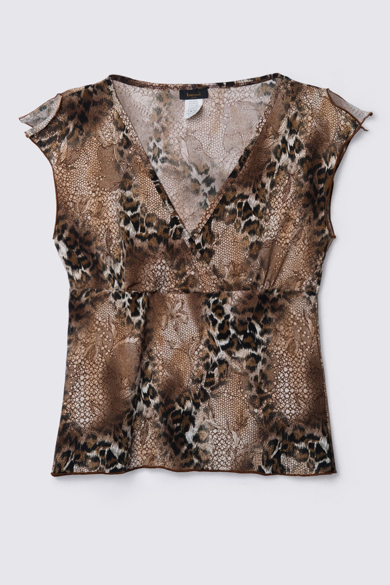 Y2K Toomi Leopard Print Babydoll Top