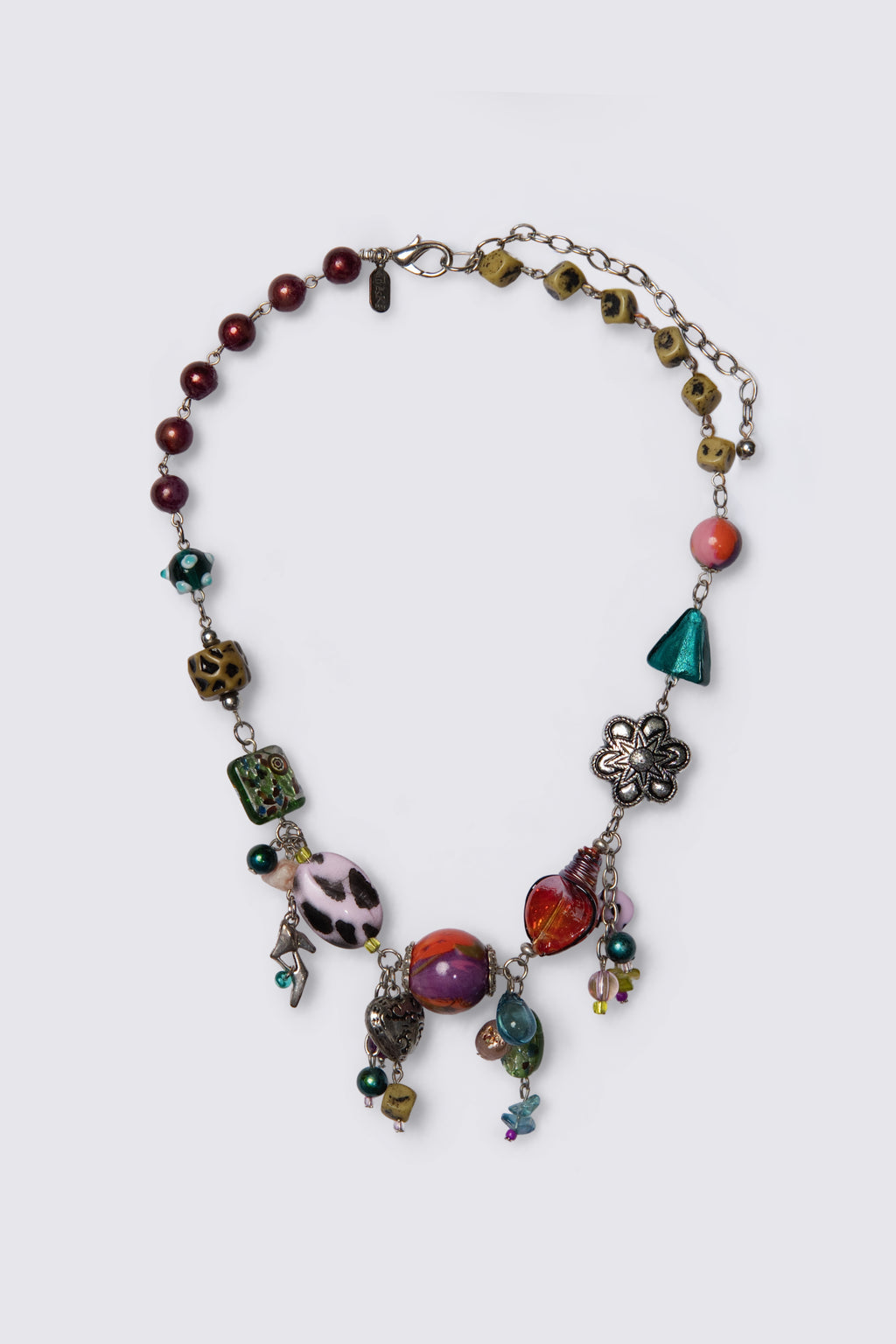 Y2K Glass Bead Charm Necklace