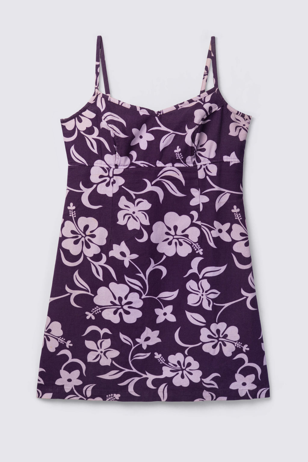 90s Hibiscus Print Denim Mini Dress