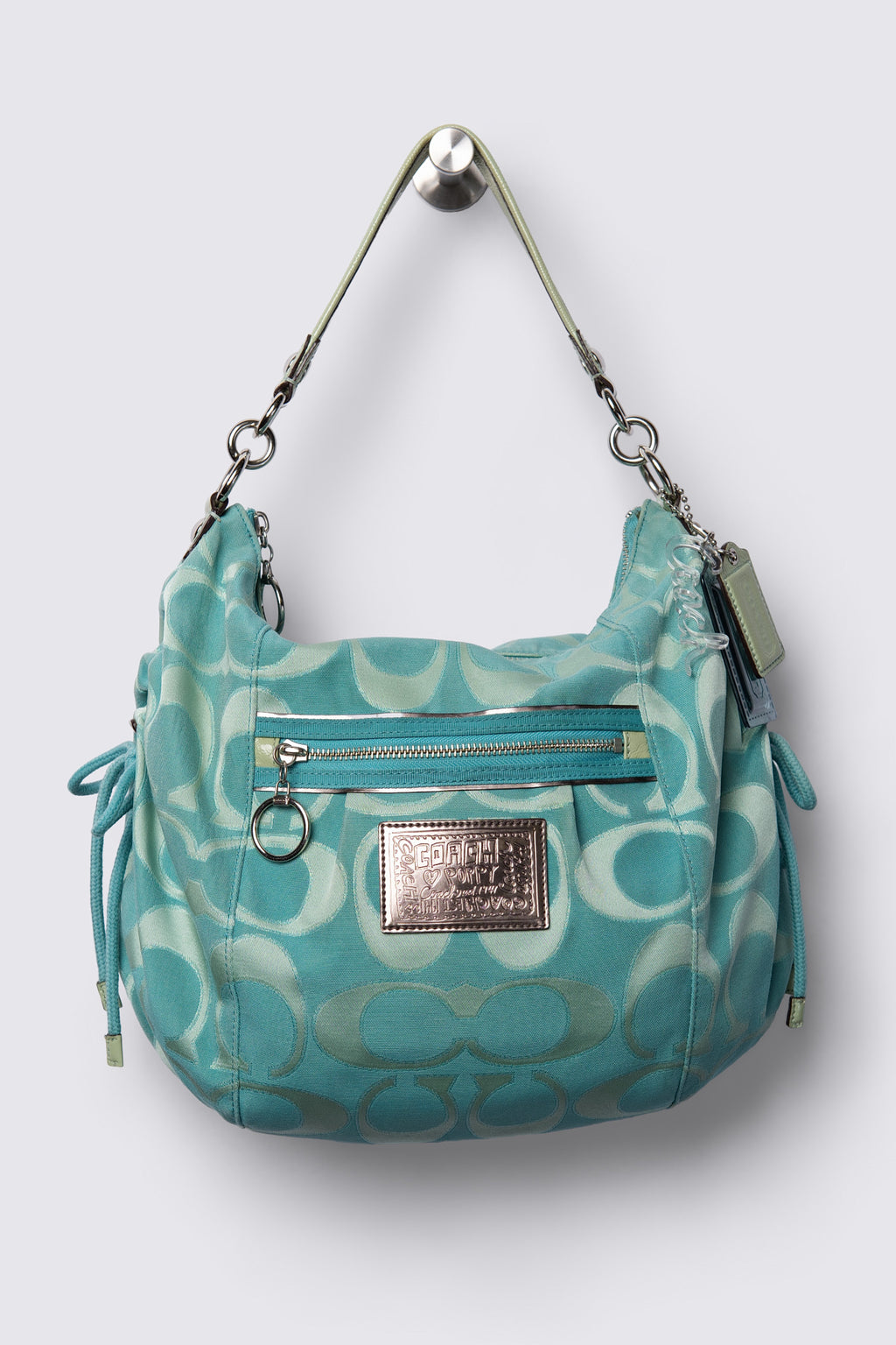 2010 Coach Poppy Signature Sateen Glam Hobo Tote