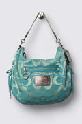 2010 Coach Poppy Signature Sateen Glam Hobo Tote