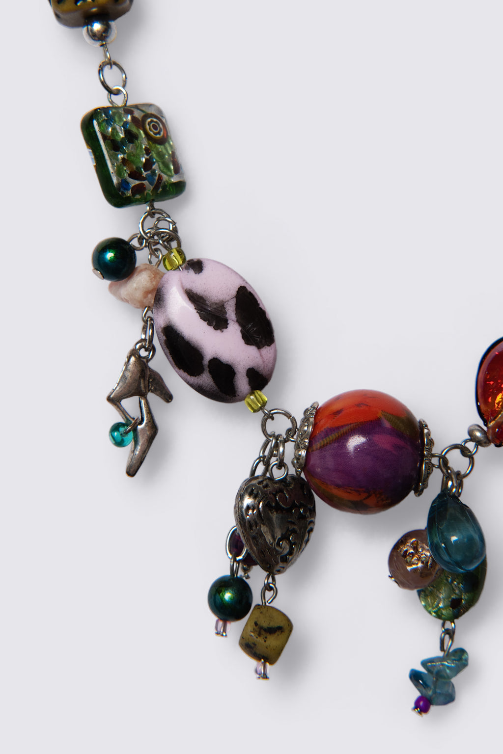 Y2K Glass Bead Charm Necklace