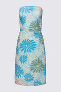 Y2K Daisy Print Strapless Cotton Dress