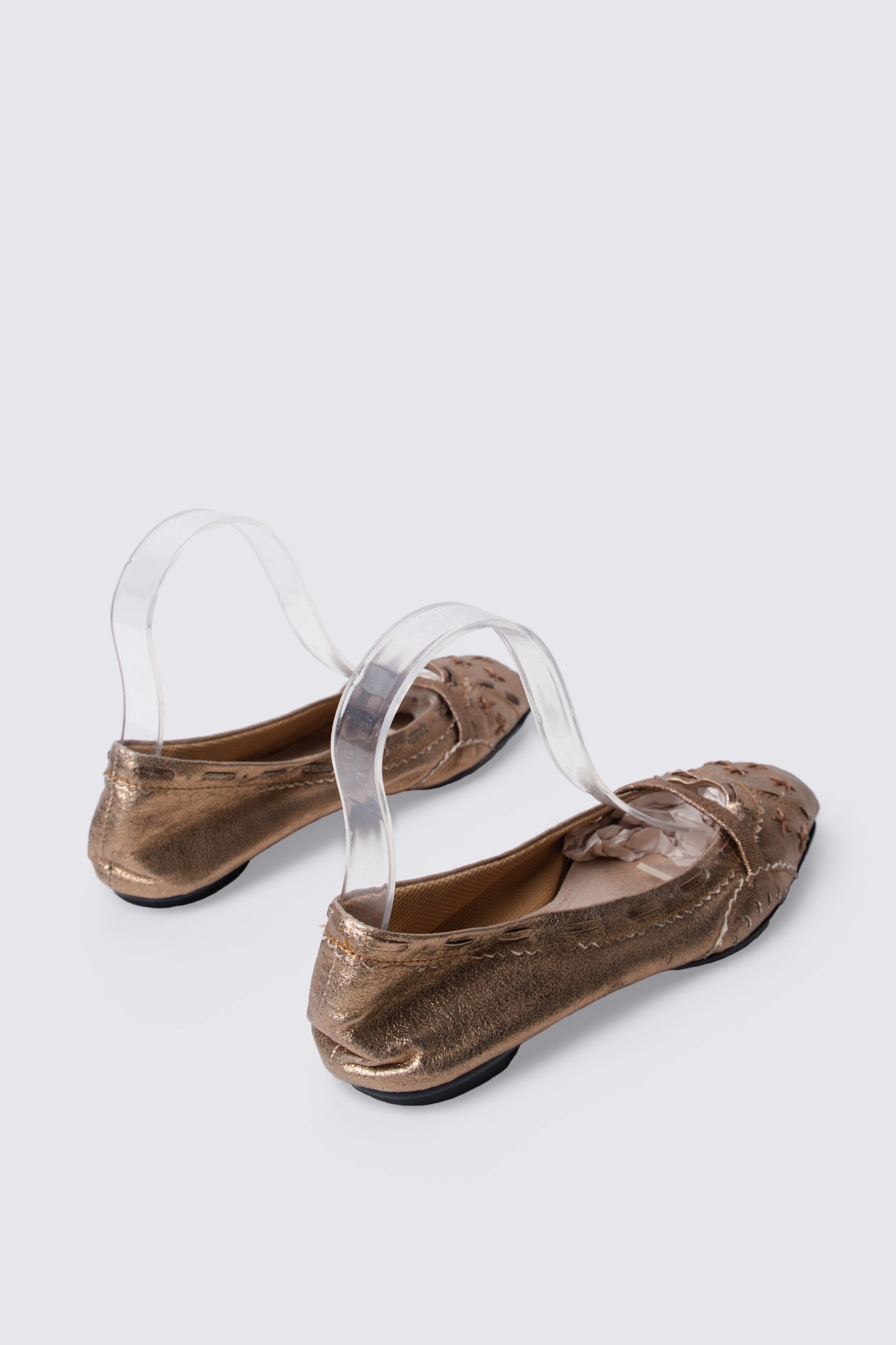 Y2K Euro Metallic Leather Ballet Flats