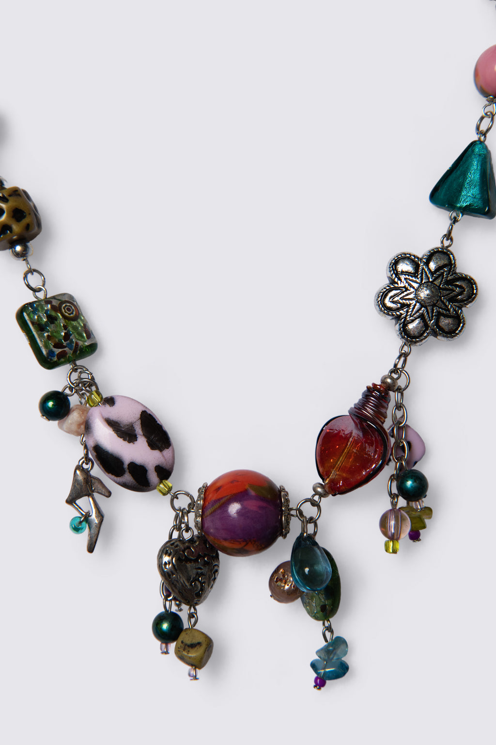 Y2K Glass Bead Charm Necklace