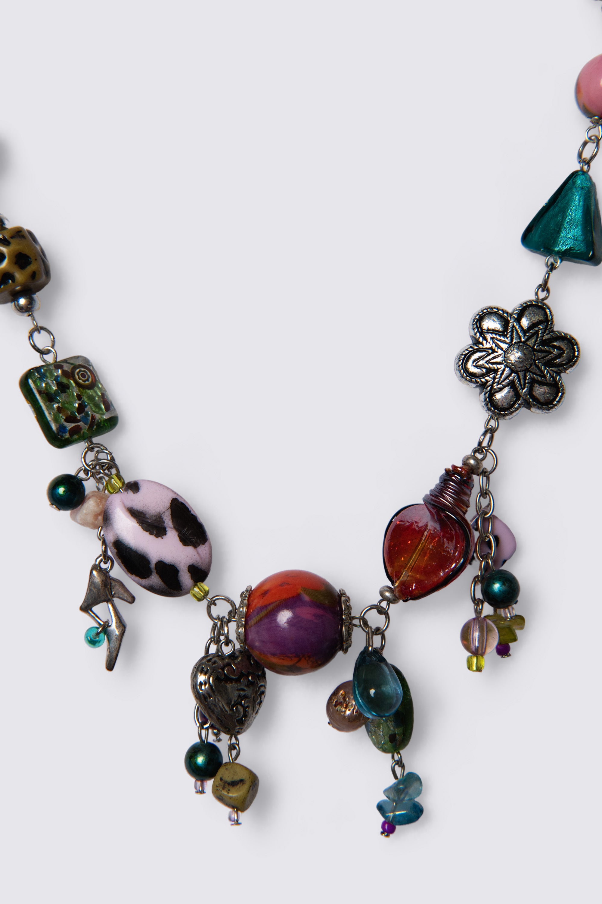 Y2K Glass Bead Charm Necklace