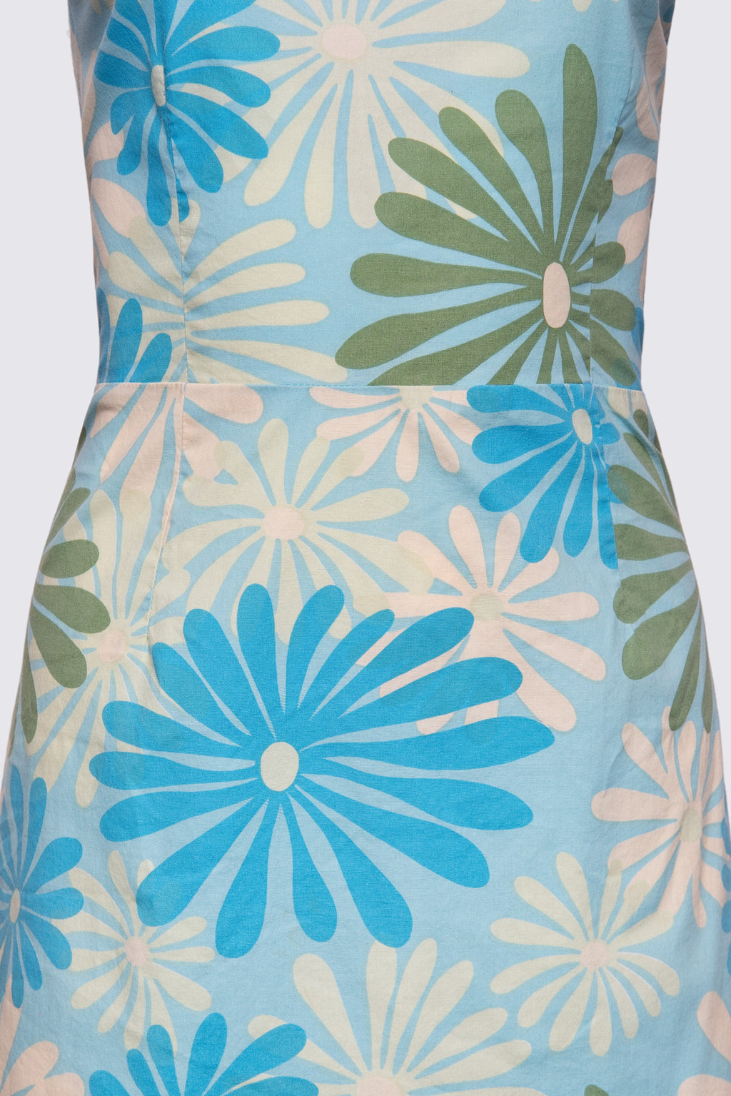 Y2K Daisy Print Strapless Cotton Dress
