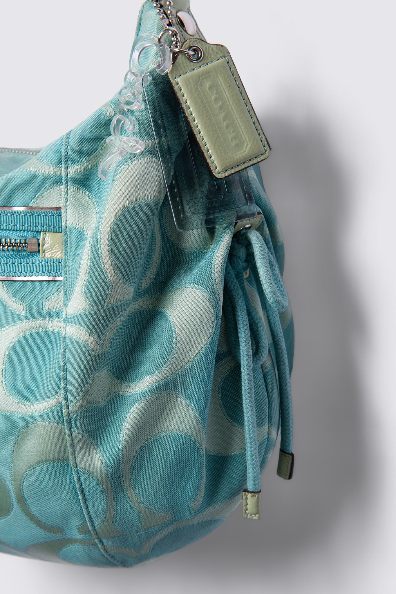 2010 Coach Poppy Signature Sateen Glam Hobo Tote