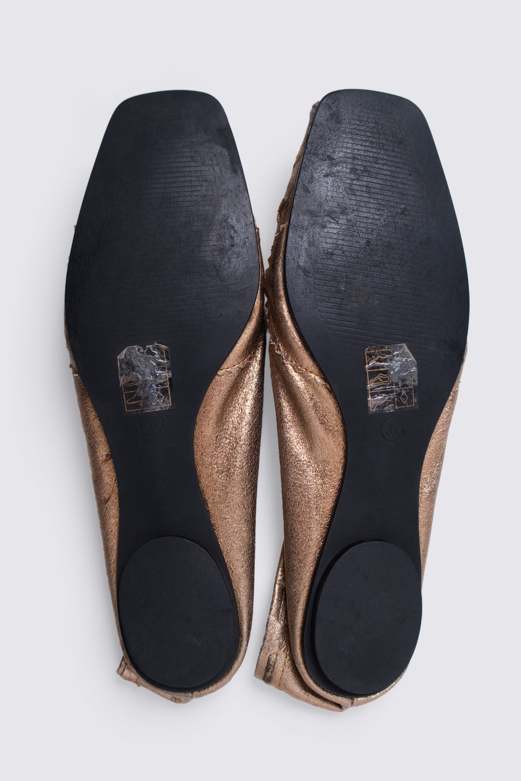 Y2K Euro Metallic Leather Ballet Flats