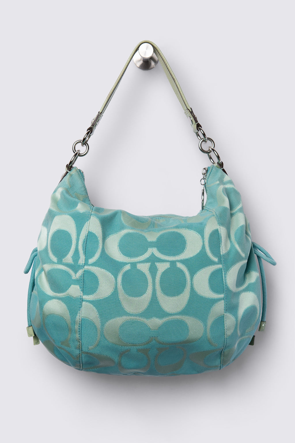 2010 Coach Poppy Signature Sateen Glam Hobo Tote